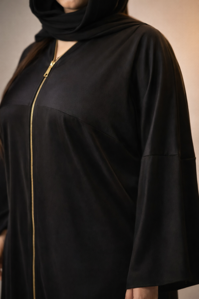 Front Zip Modern Black Abaya Trend 2026