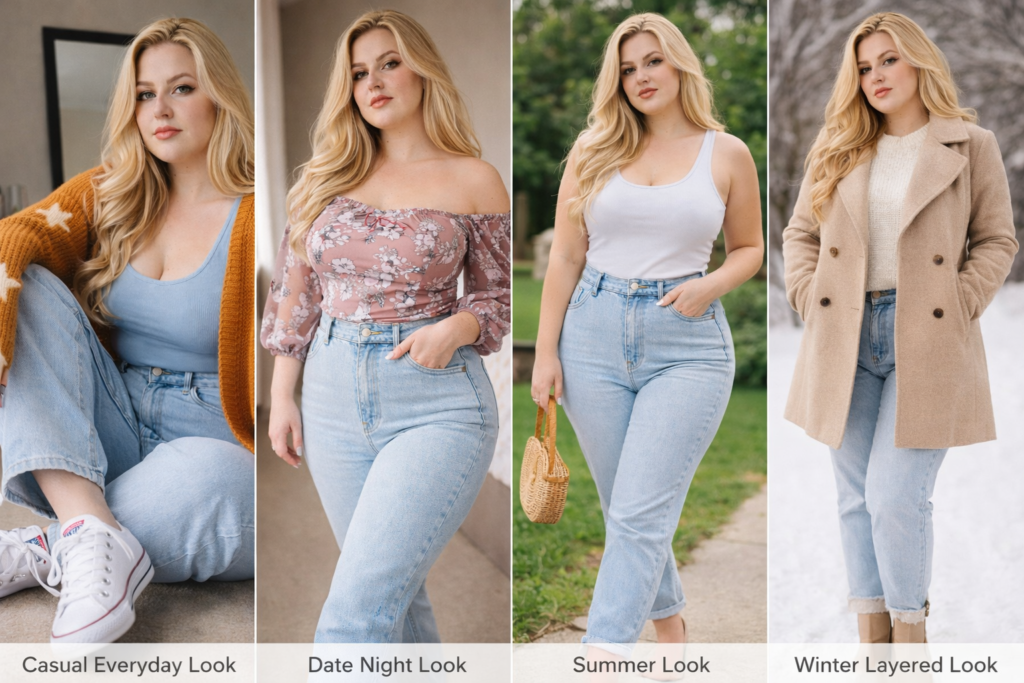 Light Blue Jeans Outfit Ideas for Curvy Women – Flattering & Stylish 2026 Looks 8 im7