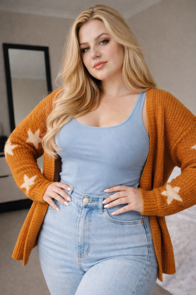 Light Blue Jeans Outfit Ideas for Curvy Women – Flattering & Stylish 2026 Looks 9 im8