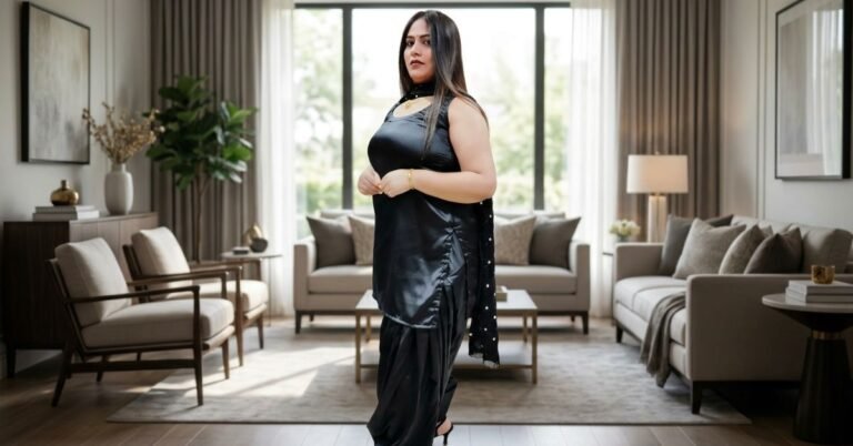 Black Satin Shalwar Kameez 2026