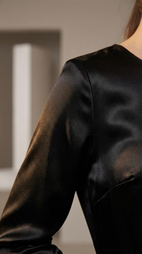 Black satin mini dress fabric a4ab3851c3
