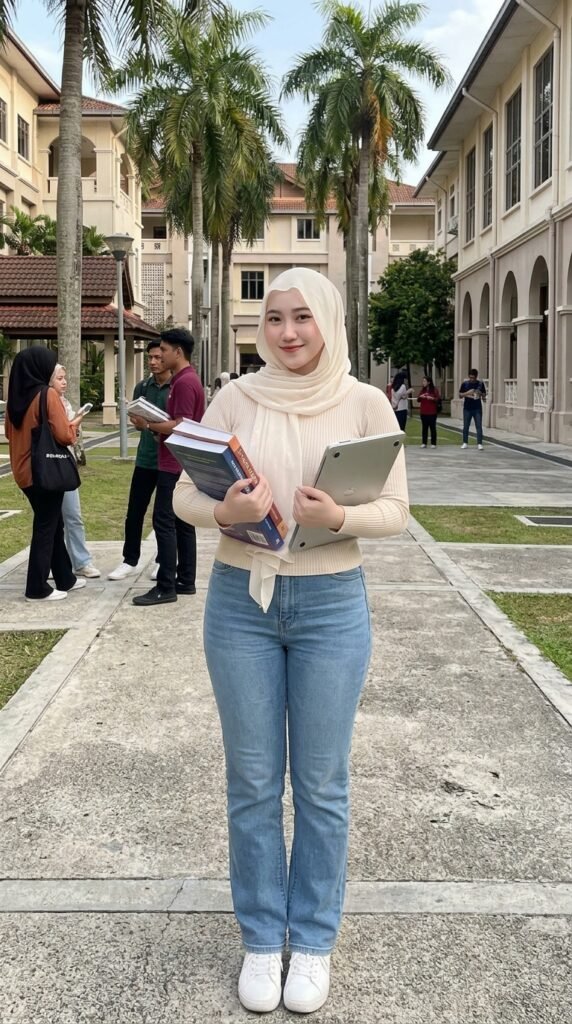 Modern Hijab Casual Style in Malaysia 2026 – Trend Guide 4 Casual university hijab outfit portrait of a malay aa0462bcf6