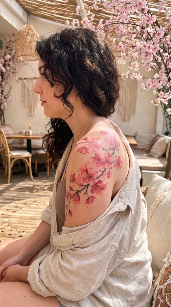 35 Elegant Tattoo Ideas for Women – Meaning & Best Placement Guide 13 Cherry blossom tattoo women 56f70e7a6b