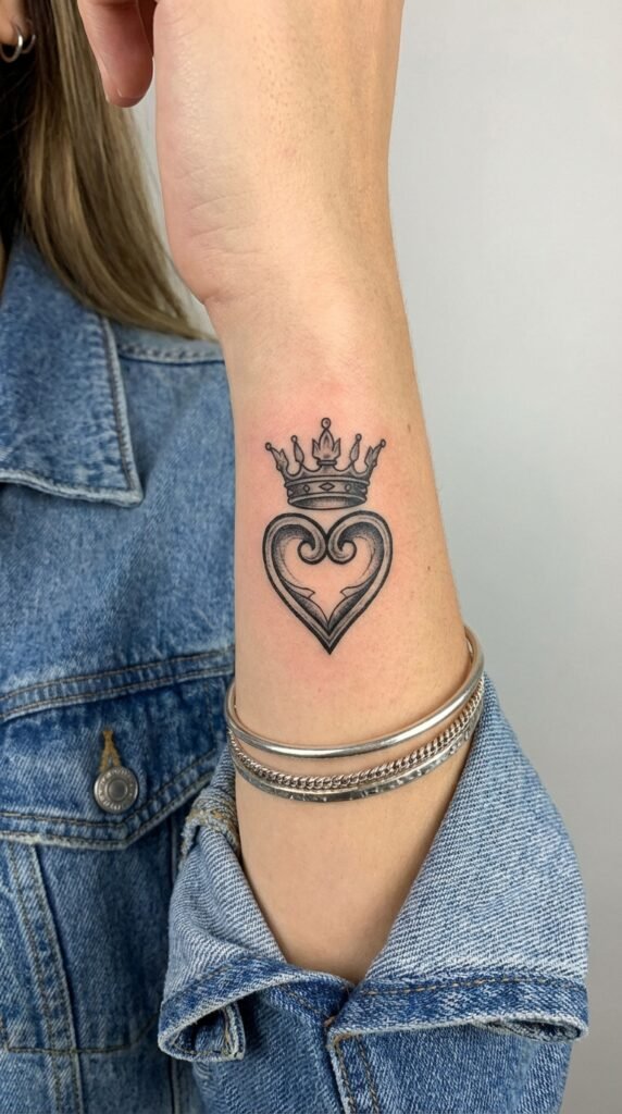 35 Elegant Tattoo Ideas for Women – Meaning & Best Placement Guide 30 Crown and heart tattoo women 4d9da9012f