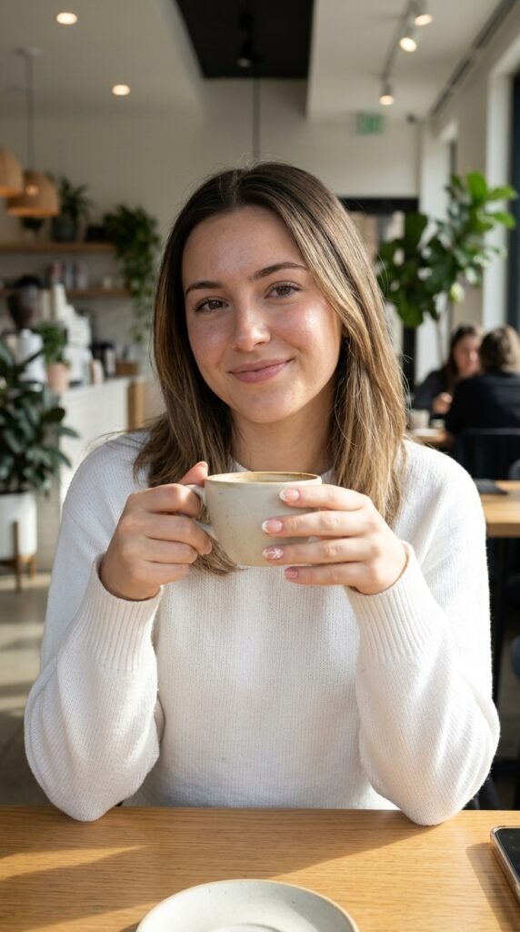 Short Almond Nails Design 2026 – Minimal & Luxury Nail Trends 2 Female model holding 202603232108