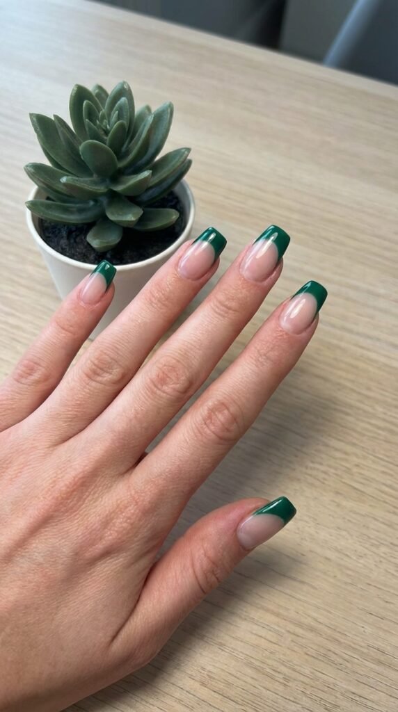 Green french tip nails 0c5b4758f5