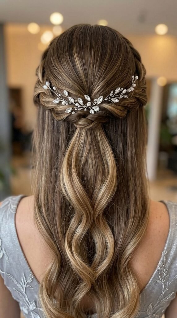 Elegant Half-Up Half-Down Hairstyle 2026 – Soft Glam Hair Trend Guide for Women 6 Hair vine accessory 202603261341