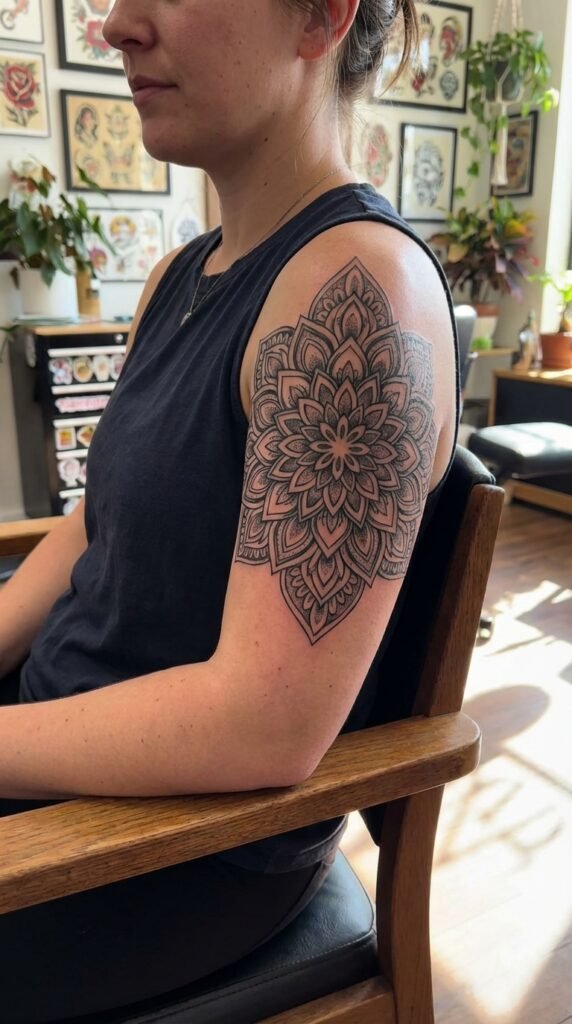 35 Elegant Tattoo Ideas for Women – Meaning & Best Placement Guide 25 Mandala flower tattoo women b7338f471d