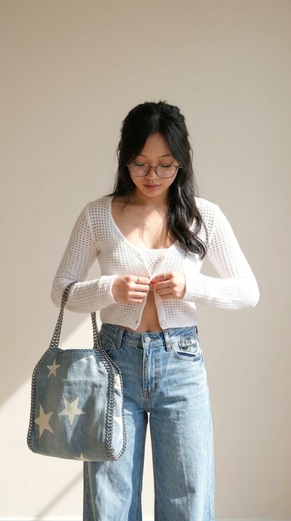 Model adjusting cardigan 202603301807