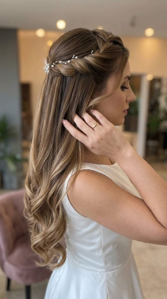 Elegant Half-Up Half-Down Hairstyle 2026 – Soft Glam Hair Trend Guide for Women 3 Model showing hair 202603261334