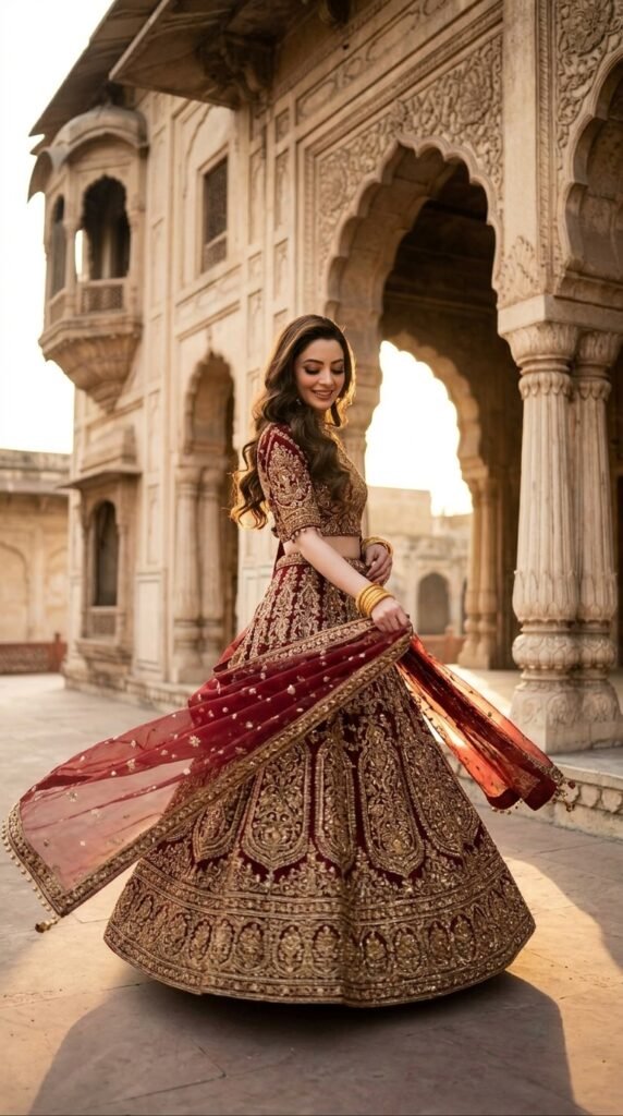 Royal Maroon and Gold Traditional Outfit Ideas 2026 – Luxury Wedding & Eid Looks 6 Model wearing maroon 202603251209