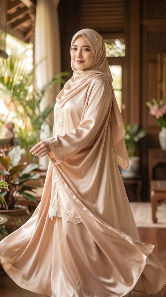 Modern malaysian muslim woman wearing champagne sa 0925533b94