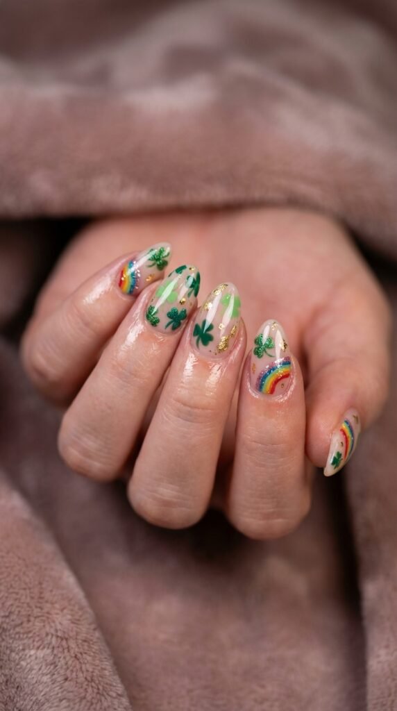 Nail art with clovers shamrocks 166203b21e