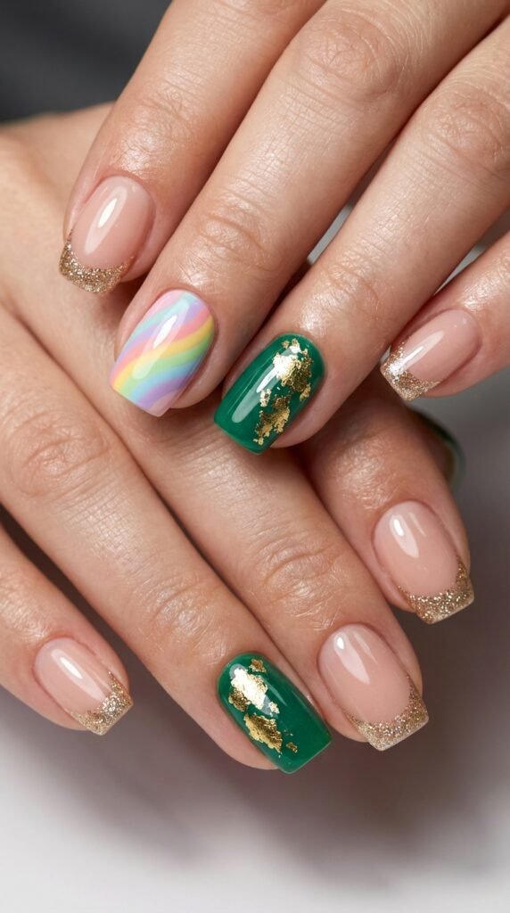 Nails painted emerald green gold f1bbb9f659