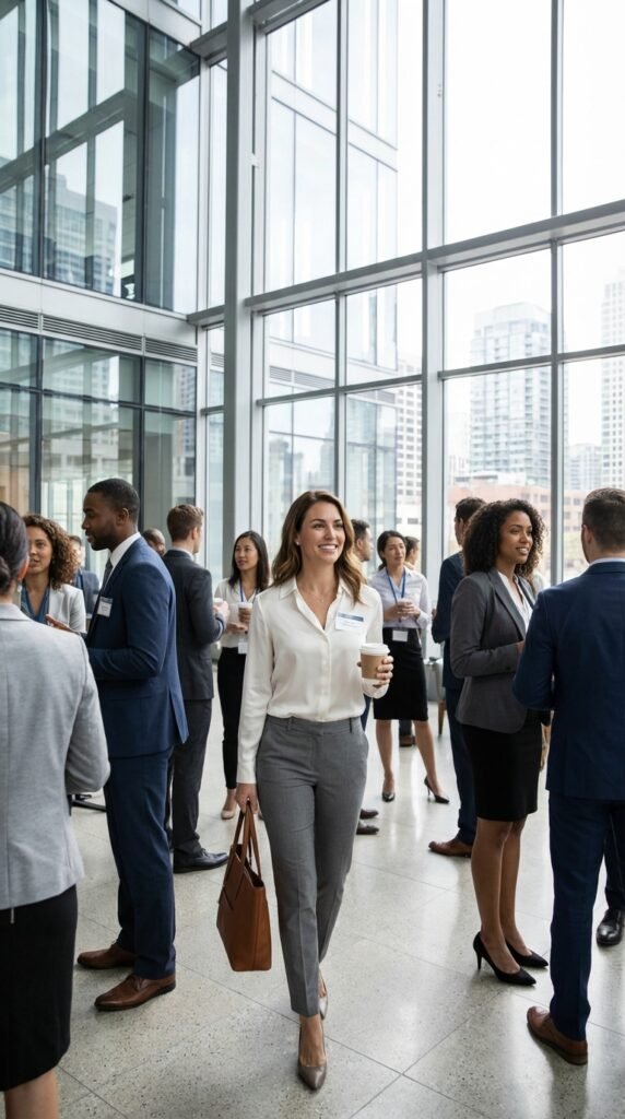 Career Fair Outfit Ideas for Women 2026 – Professional Business Casual Style 6 Ultrarealistic image of a confident woman wearing 3418b0d35e