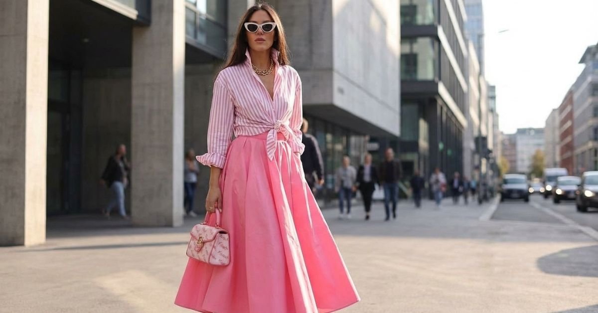 Pink Aesthetic Outfit Ideas 2026 – Elegant Midi Skirt Style