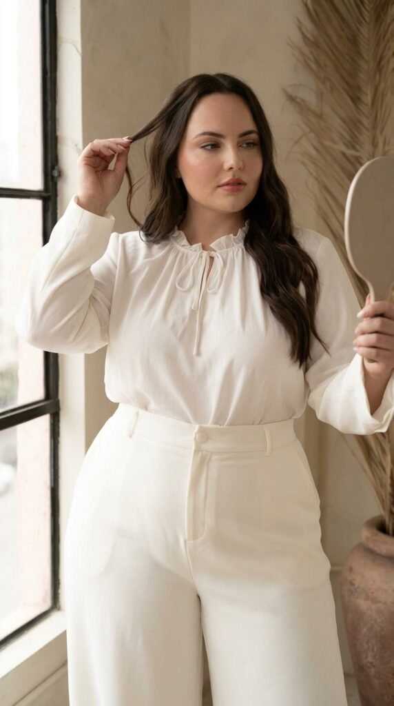 Minimalist Power Dressing for Women 2026 – Elegant Outfit Guide 12 Woman adjusting hair 202603231240