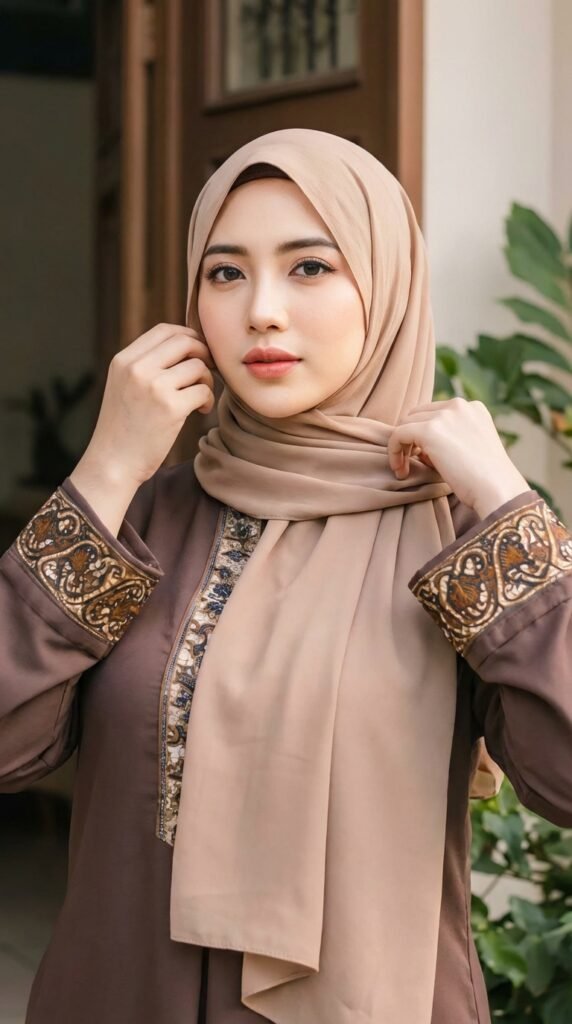 Woman adjusting hijab fashion d2000dd0b3