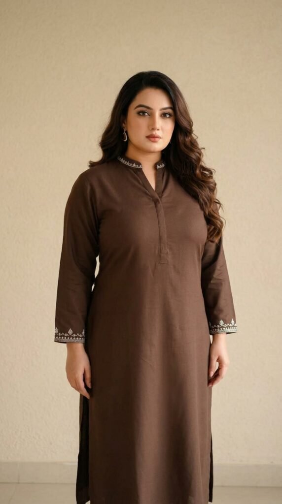Woman in brown kurta set 379b8aa57b