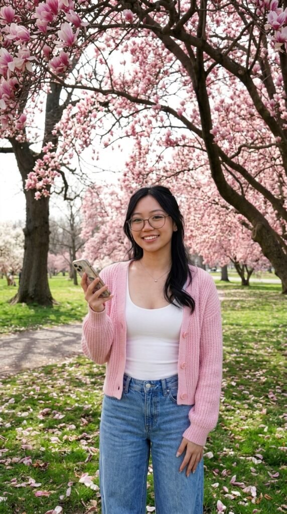 Woman standing under 202603301807