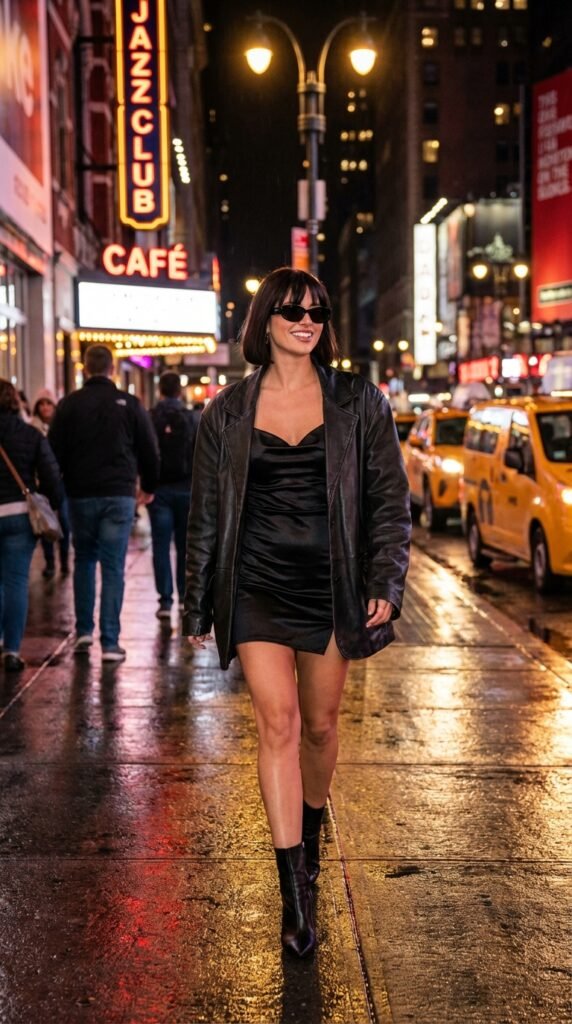 Woman walking stylish city street 740da78690