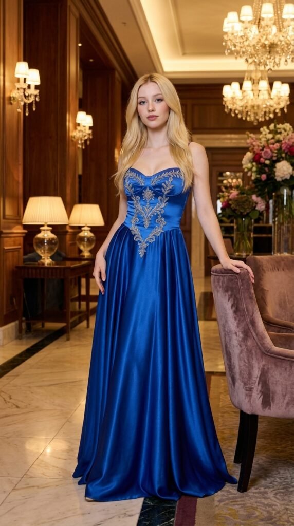 Blue Satin Dress Fashion Trend 2026 – Elegant Evening Style Guide 3 Woman wearing blue satin dress d350eb3bc3