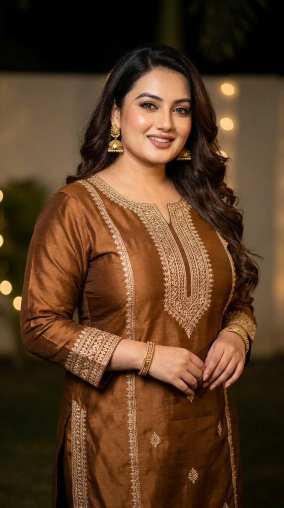 Woman wearing bronze kurta 7ee91039a1