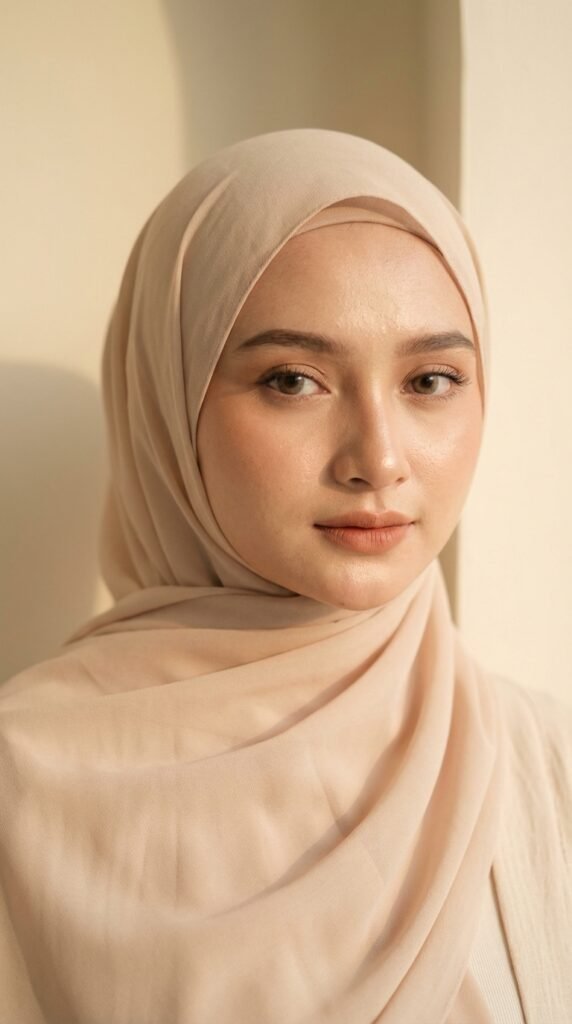 Woman wearing hijab neutral style 007c3efadc