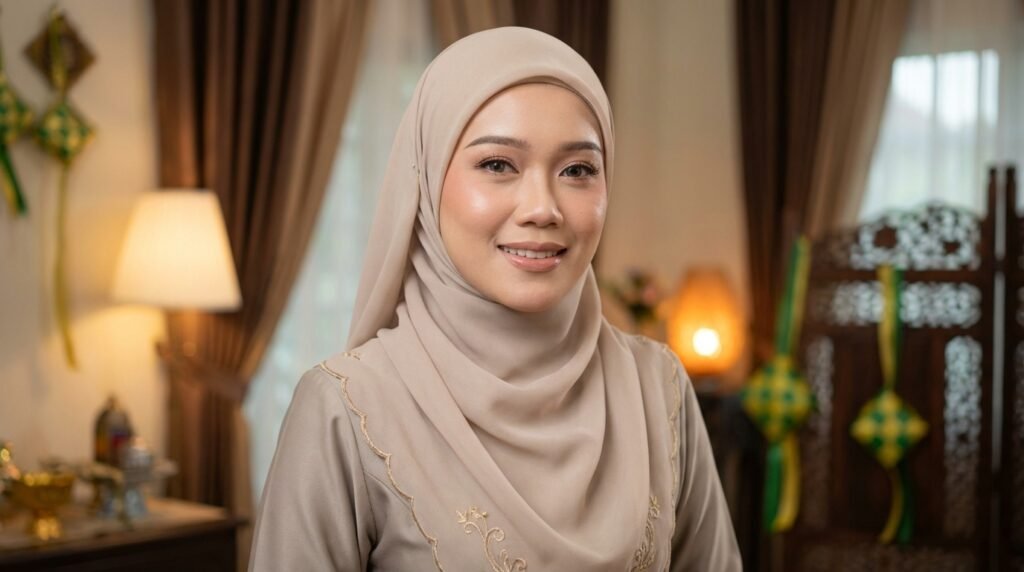 Hari Raya Modest Fashion 2026 in Malaysia: Elegant Embroidered Looks for Modern Muslim Women 7 Woman wearing hijab outfit 714c0e2b8d