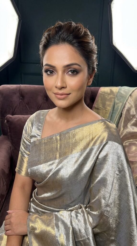 Metallic Satin Saree Fashion Trend 2026 – Elegant Glam Outfit Guide 7 Woman wearing metallic satin saree 482ebbc0a5