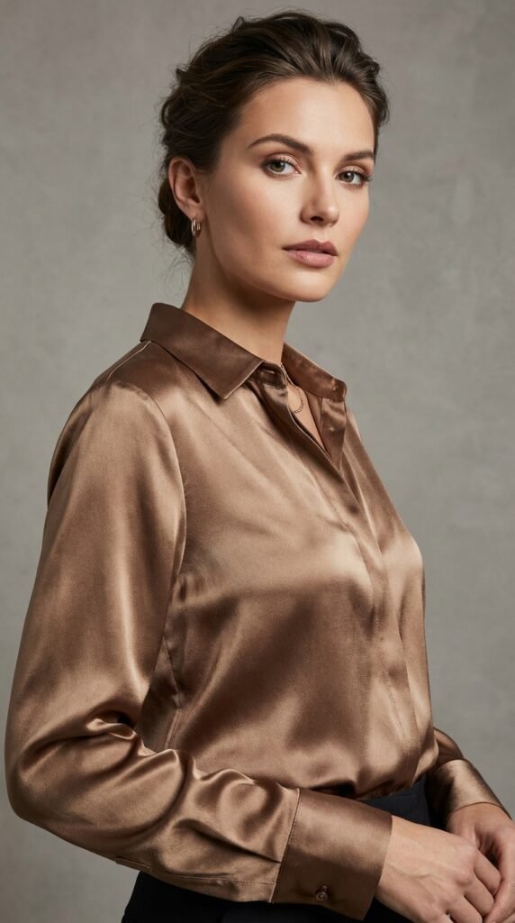 Woman wearing satin blouse ee967a634c