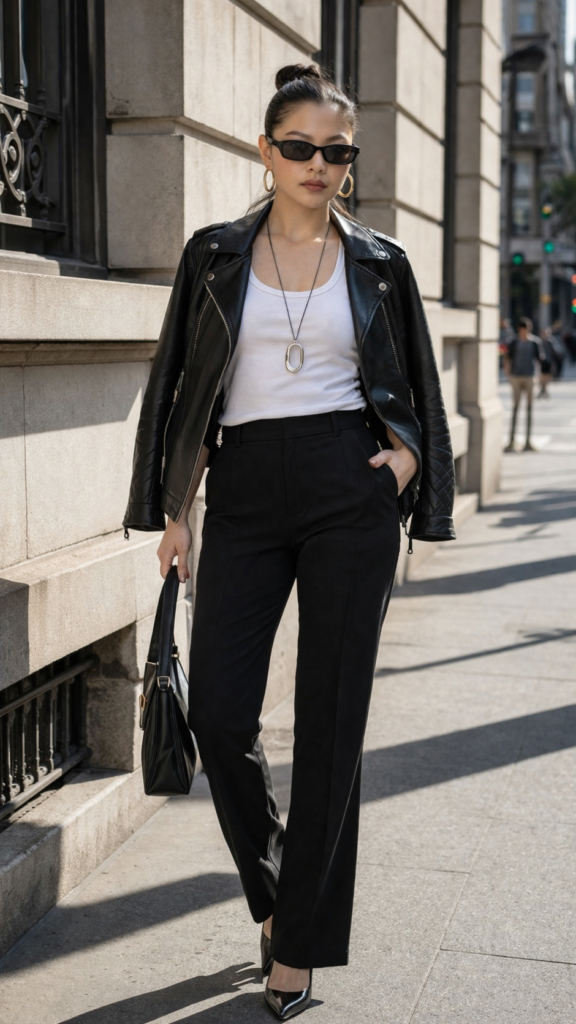 Minimalist Street Style for Women 2026: Black Leather Jacket Outfit Guide 7 68c7e201 6292 461a 8441 06cd820a91cc