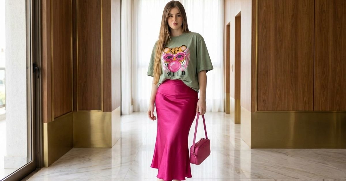 How to Style a Satin Skirt with a Graphic T-Shirt