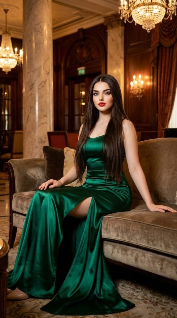 Emerald Green Dress Styling Guide 2026 – Elegant Luxury Look 5 Woman in green 202604020033