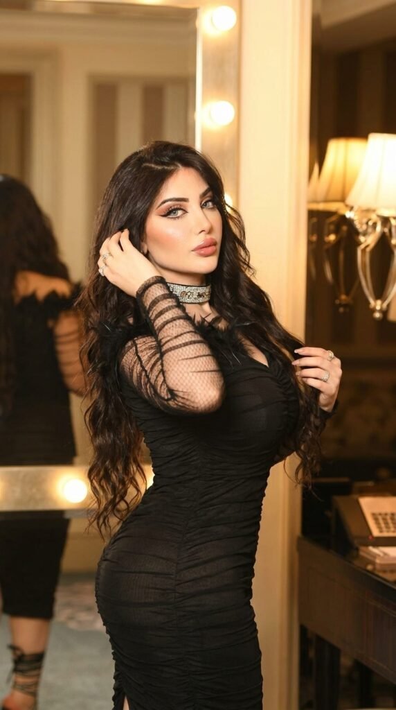 Elegant Black Dress Trends for Women in 2026 3 Female model adjusting hair 202605172302 1