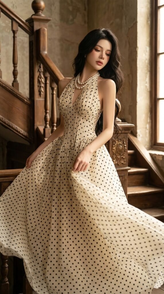 Elegant Polka Dot Dress Fashion Trends 2026 Style Guide 5 Female model holding ivory gown 202605212304