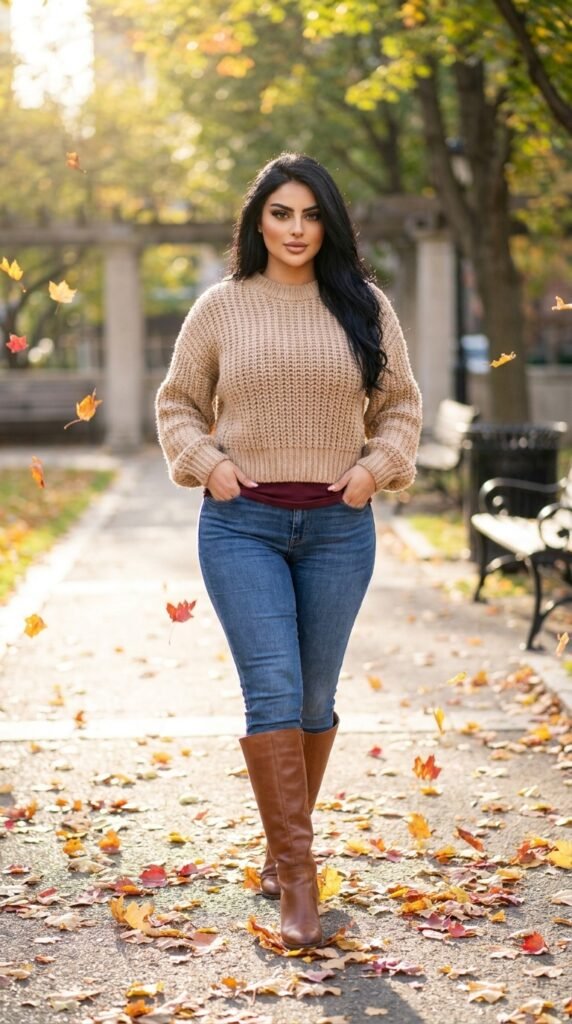 Model walking in sweater jeans 202605150212