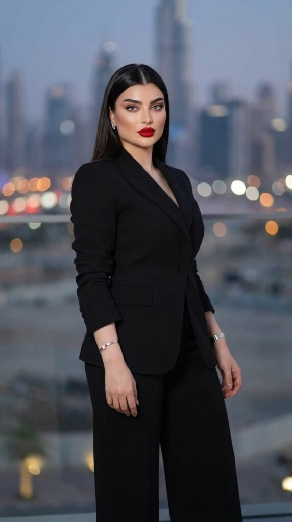 Celebrity-Inspired Evening Outfits | Glam Fashion Ideas 2026 7 Model wearing black suit 202605161706