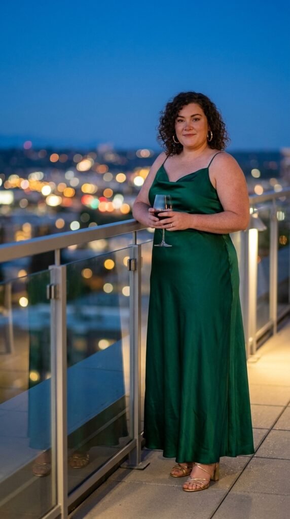 Elegant Plus Size Fashion Trends for Women in 2026 10 Model wearing emerald gown holdi… 202605192332