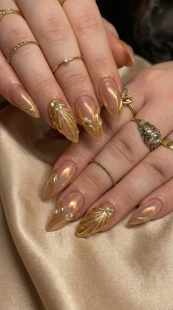 Luxury Gold Nail Art Trends for Women in 2026 4 Nails with gold chrome tips 202605172225