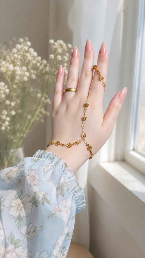 Floral Hand Chain Jewellery: Gold Hand Harness Ideas for 2026 5 5cceecb9 368e 4b34 af7b d03cbee4c408