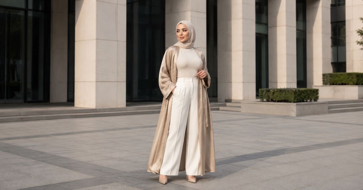 Champagne Satin Abaya Outfit Ideas for Elegant Modest Fashion