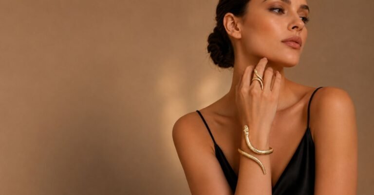 How to Style Gold Snake Jewelry: Bracelet and Ring Outfit Ideas