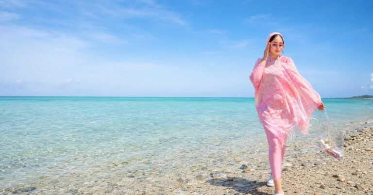 Pink Modest Beach Outfit Ideas for Women: Chic Vacation Style