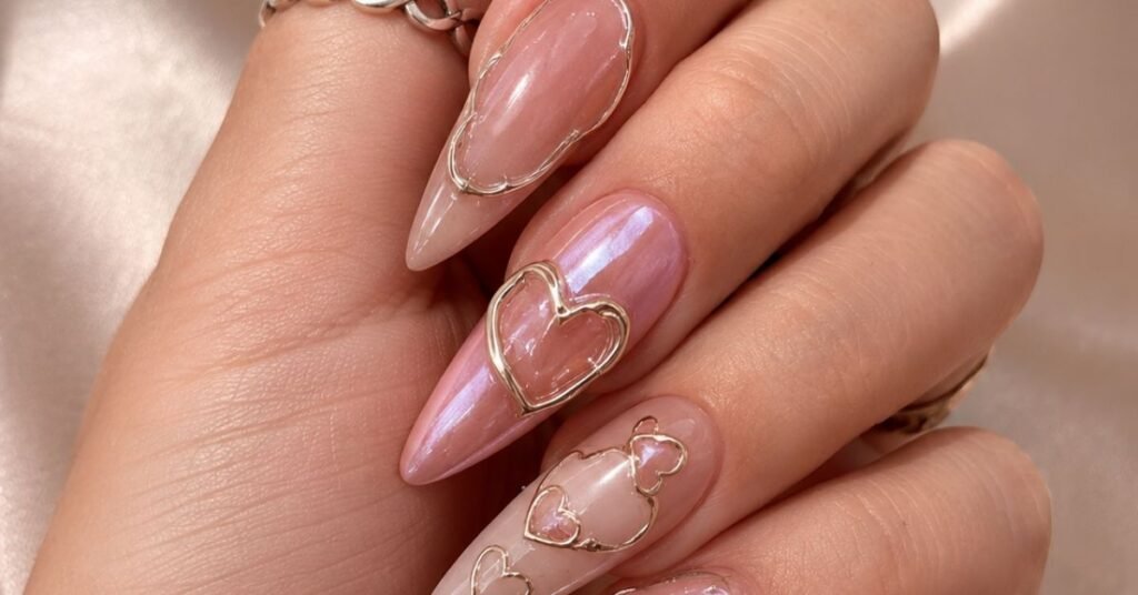 Pink Chrome Heart Nail Designs: Elegant 3D Nail Art Ideas