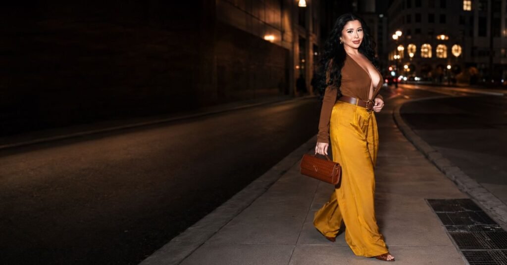 Brown Bodysuit and Mustard Wide-Leg Pants Outfit Ideas 2026