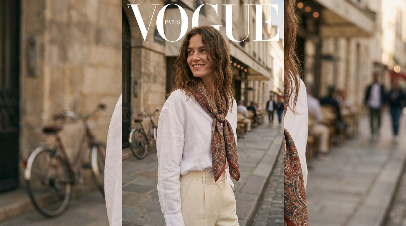 Woman wearing neck scarf white 202606301429