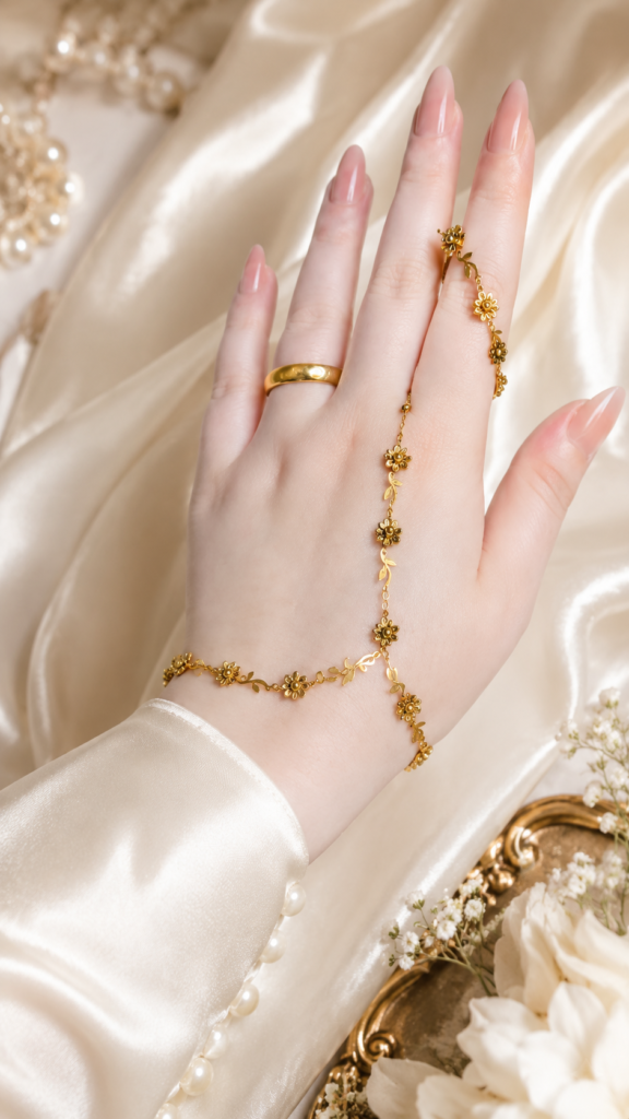 Floral Hand Chain Jewellery: Gold Hand Harness Ideas for 2026 7 a1352d03 3256 489d 9005 c28f065eeecb