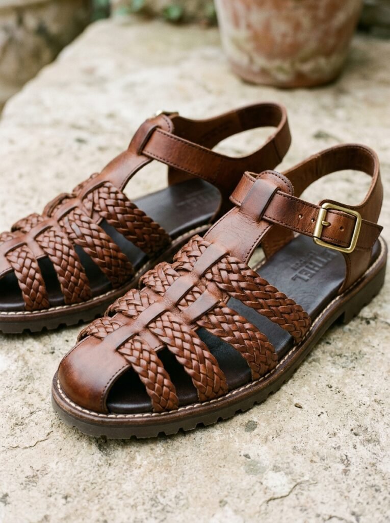 Brown braided leather fisherman … 202607071423