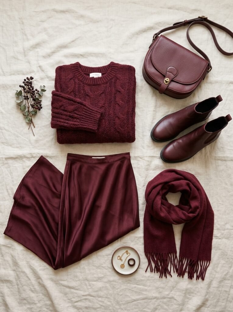 Burgundy Outfit Ideas: Fall 2026's Color of the Season 2 Burgundy fashion pieces arranged… 202607111750